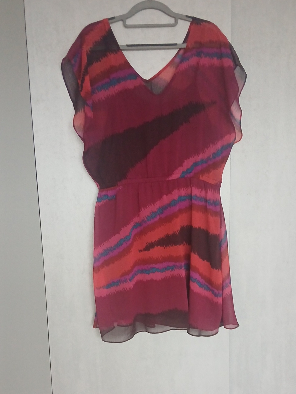 Women's Magenta & Red Sheer Waist-Elastic Dress